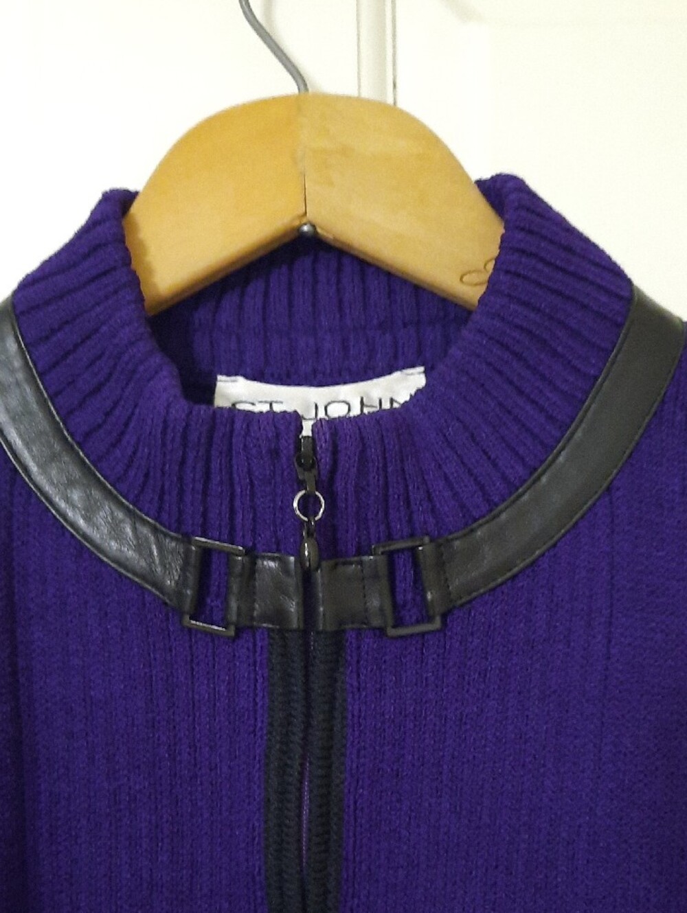 Purple Zip-Front Knit Jacket with Black Trim. ( No Tags for Material or Care) - Picture 3 of 12